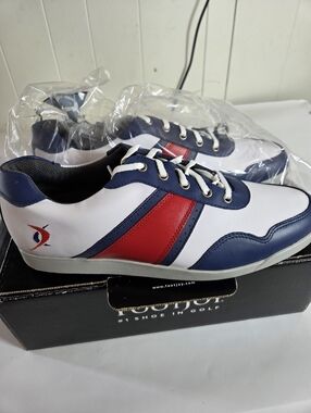 Footjoy Contour Casual Red White Blue Golf Shoes Size 12 Mens Frostbite Open